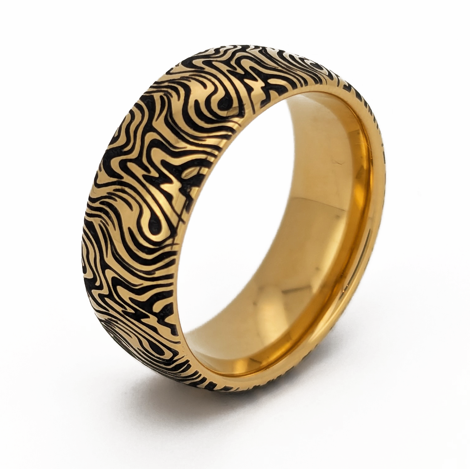 Golden Mokume Majesty | Bague en tungstène doré