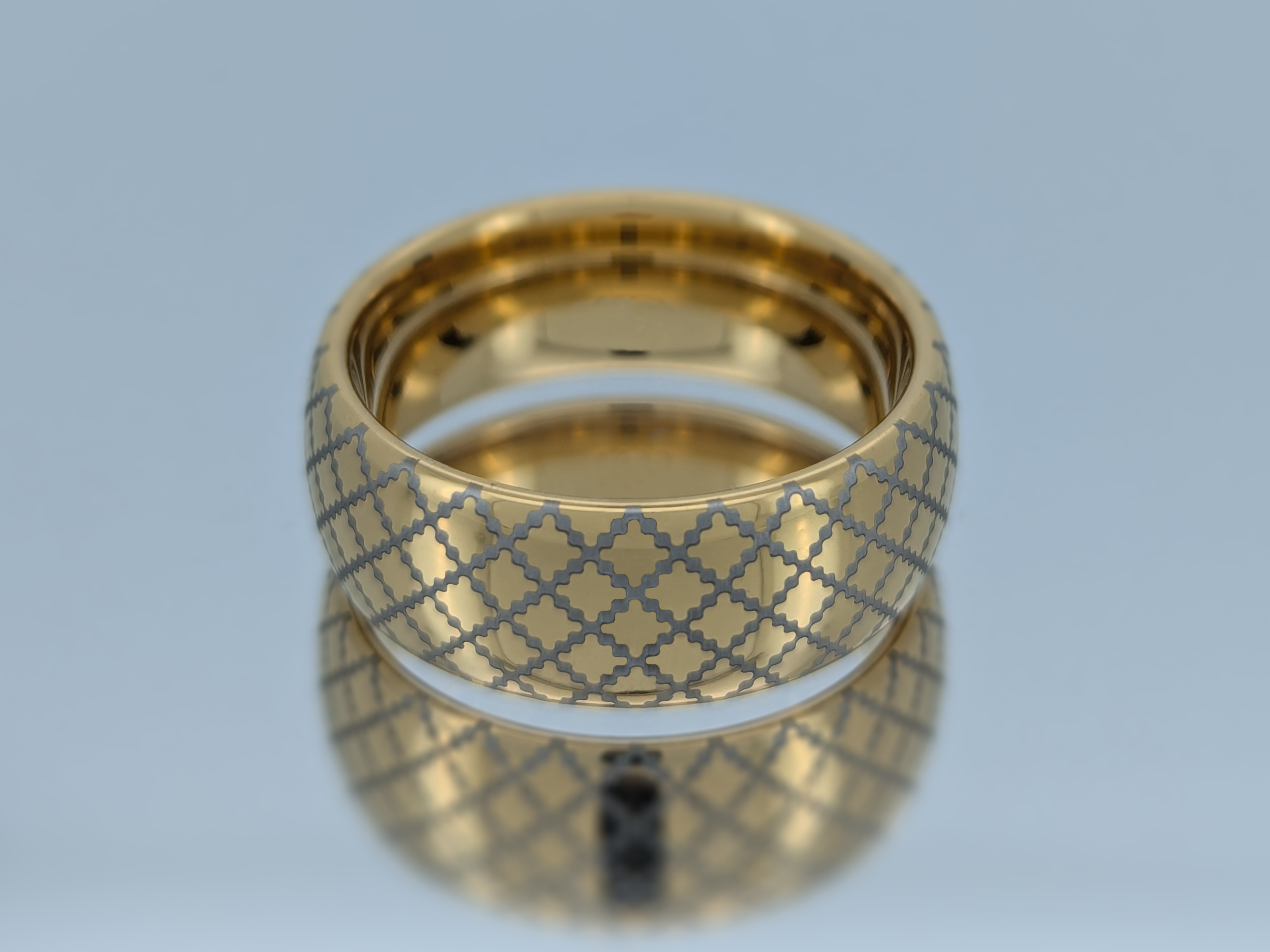 Golden Quilted Elegance | Gold Tungsten Ring