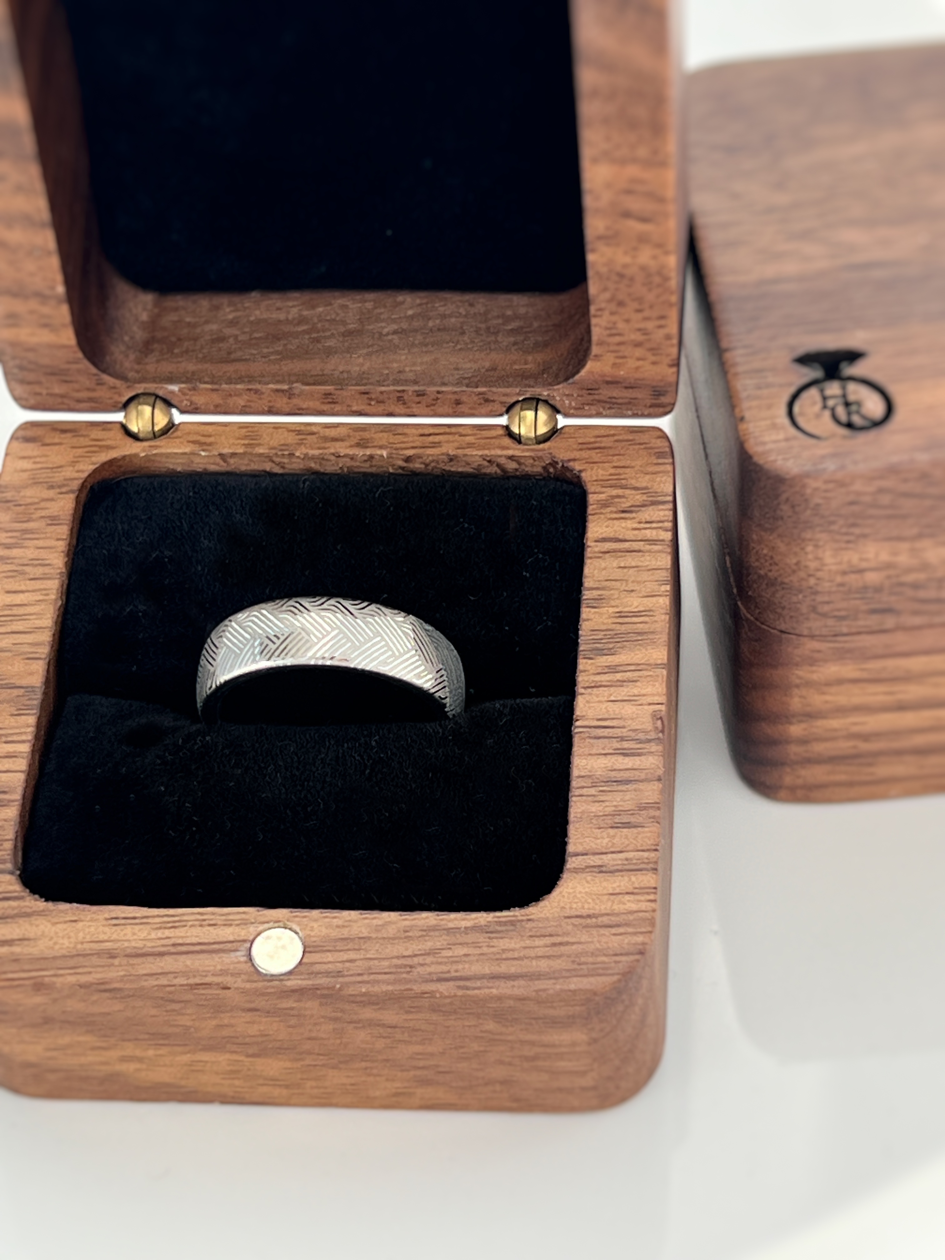 Urban Herringbone | White Gold Tungsten Ring