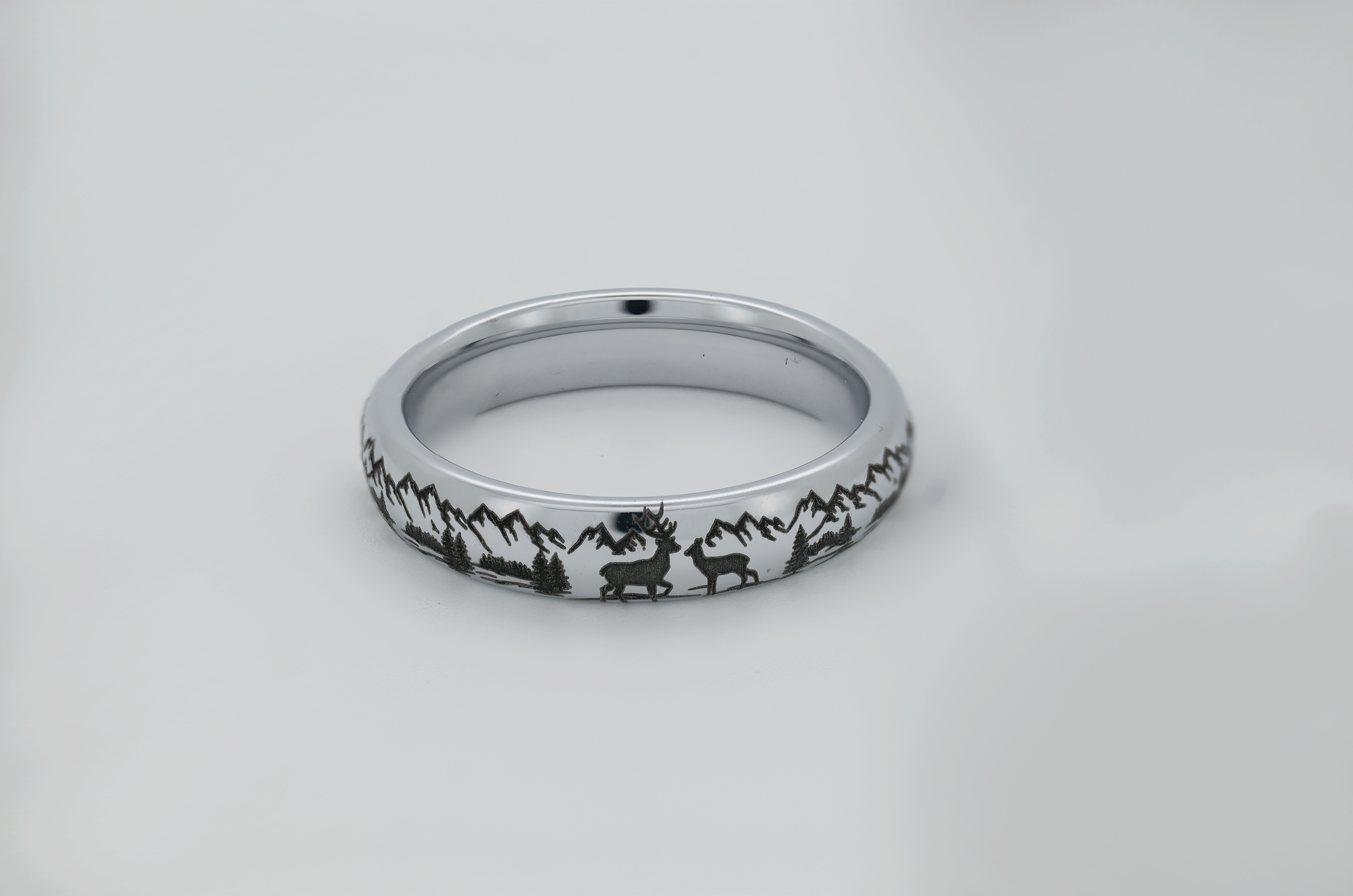 Whispering Wilderness | White Gold Tungsten Ring