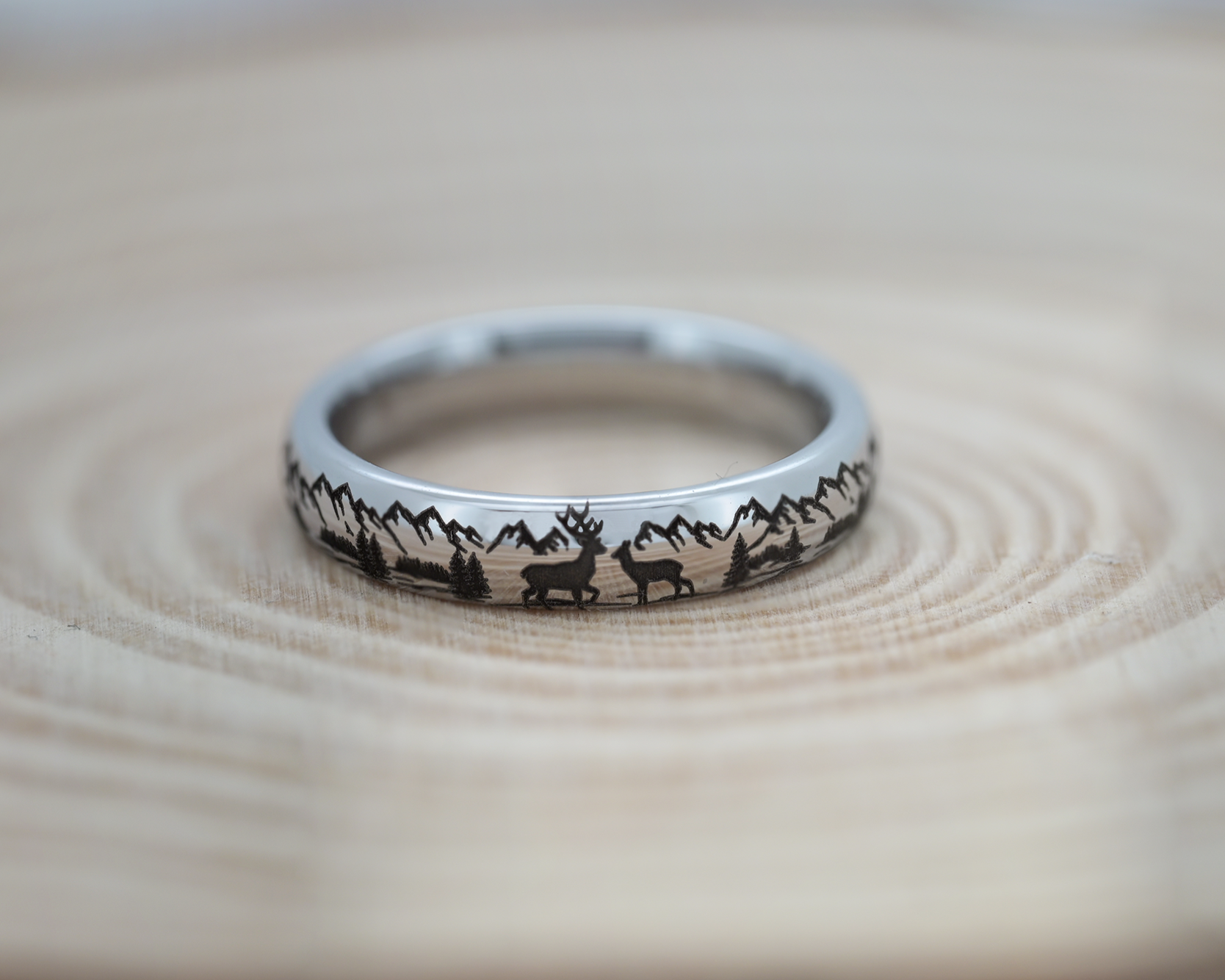 Whispering Wilderness | White Gold Tungsten Ring