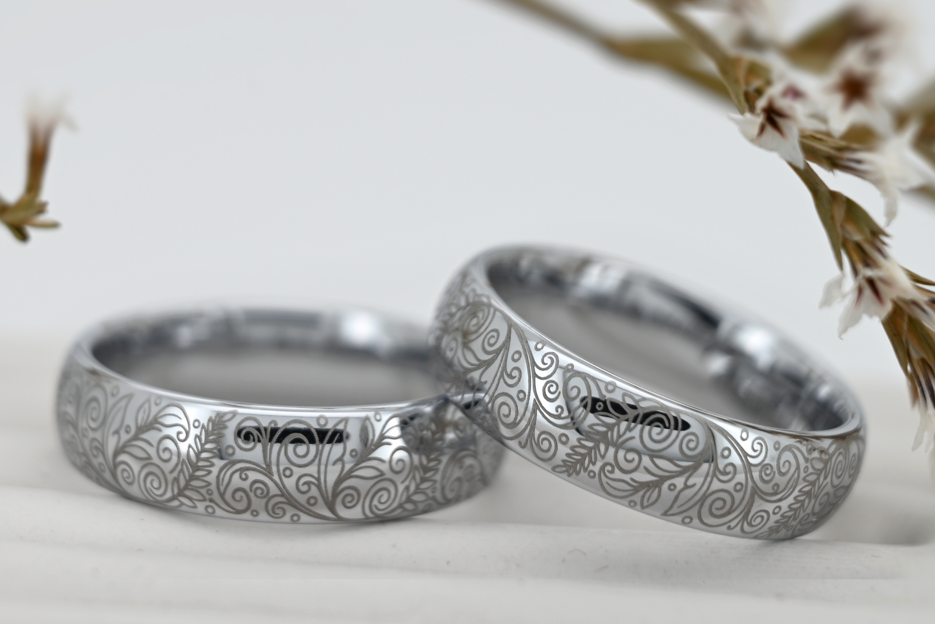 stříbrné wolframové prsteny s motivem šumavy a přírody