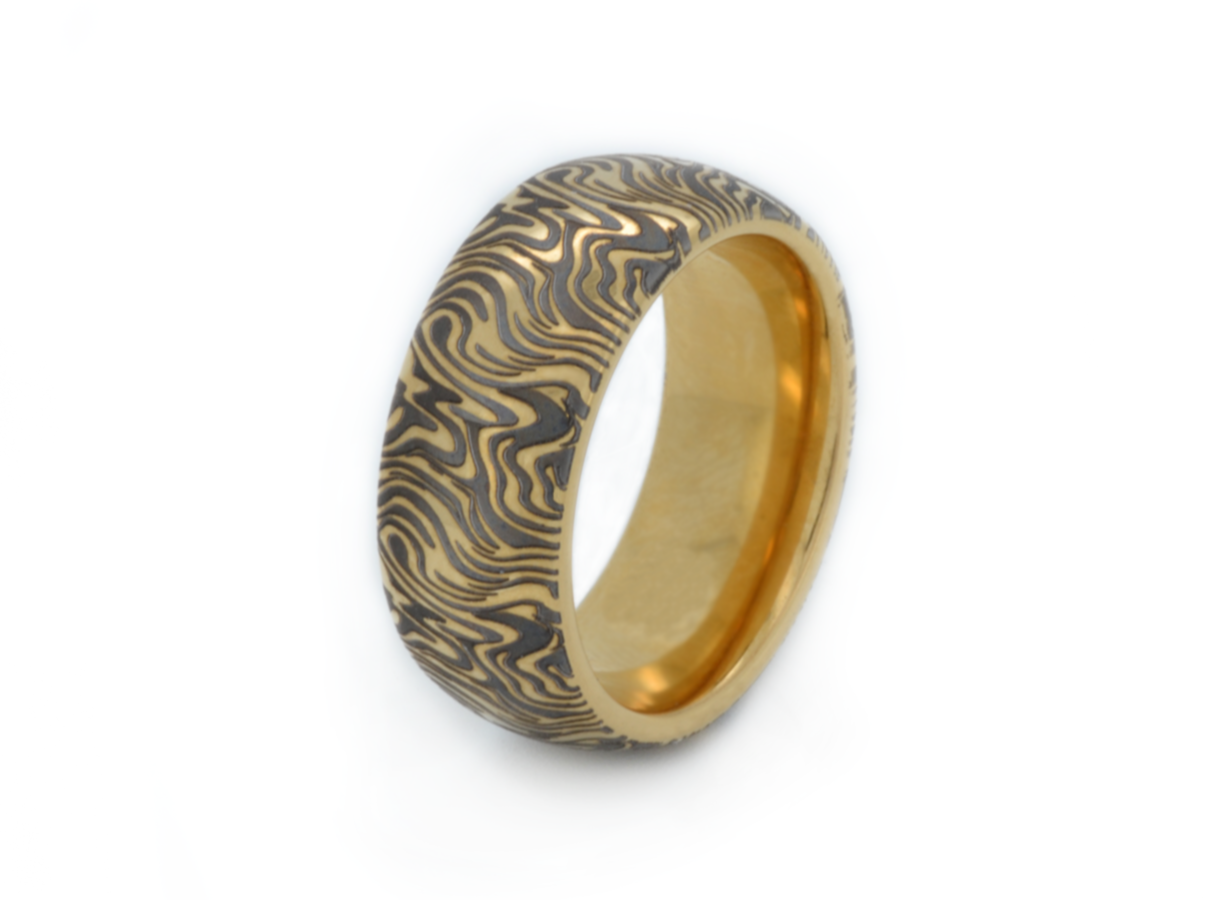 Golden Mokume Majesty | Gold Tungsten Ring