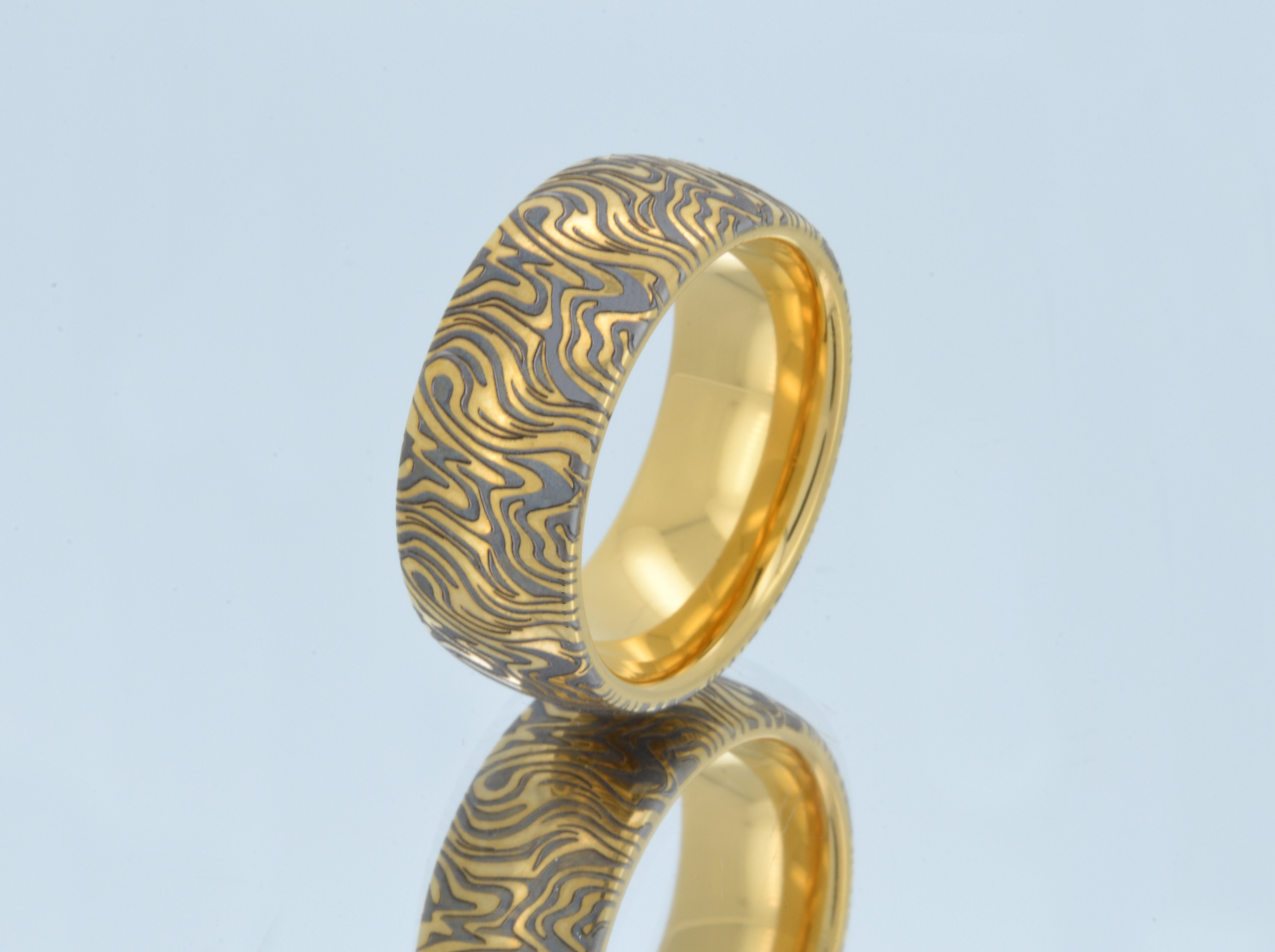 Golden Mokume Majesty | Gold Tungsten Ring