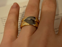 Couples Eternal Fingerprint Set personalized ring with personalized imprint engraving, worn on a hand.