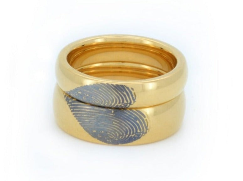 Couples Eternal Fingerprint Set personalized ring with personalized imprint engraving, shown against a light background.