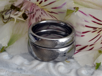 Product photo of the Couples Eternal Fingerprint Set personalized ring with personalized imprint engraving.