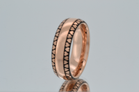 elegant luxury rose gold tungsten band with engraved heart pattern, romantic valentines gift for her, unique chic wedding ring, luxury anniversary gift