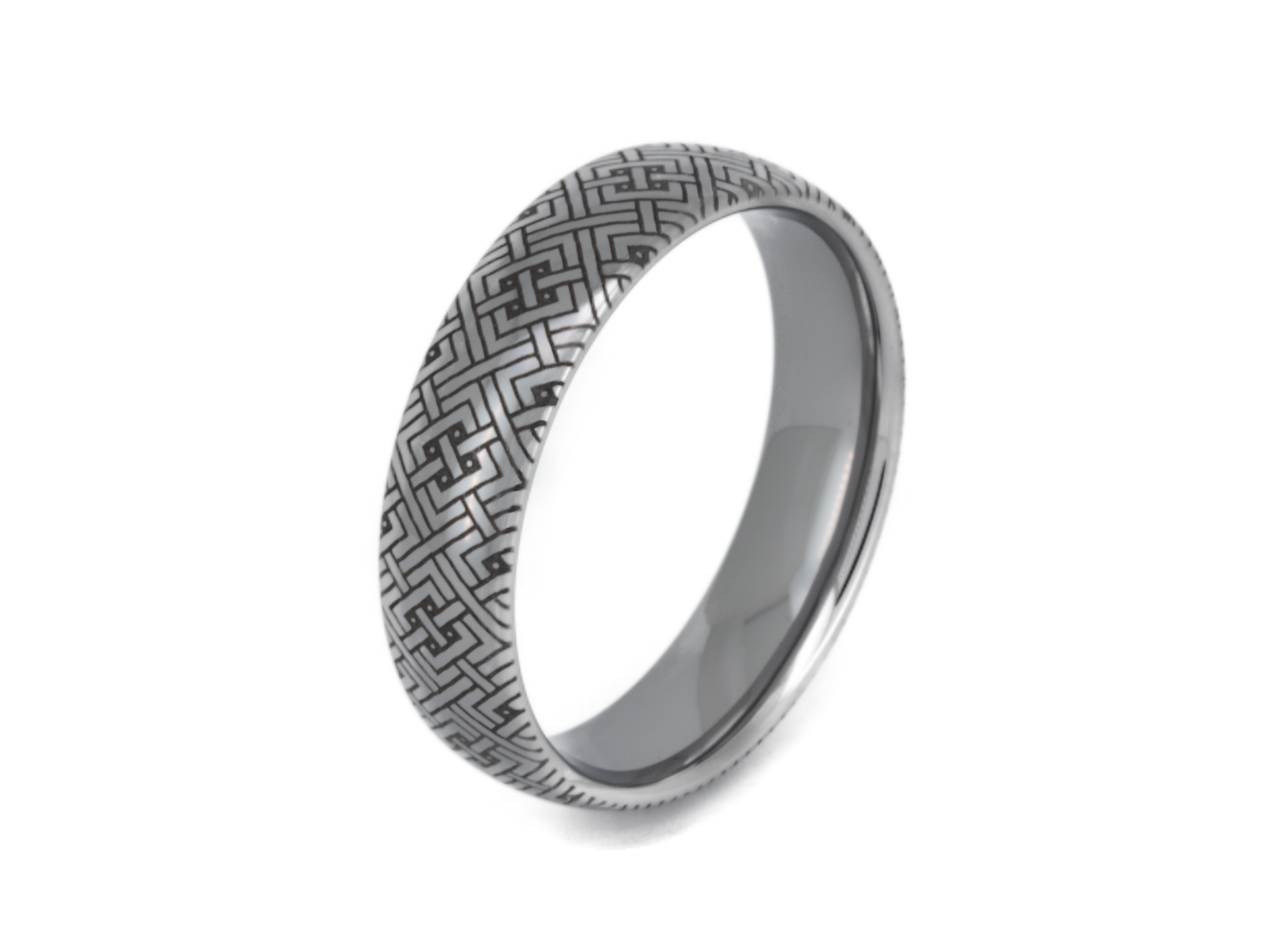 Men Geometric Pattern Ring, white gold plated tungsten band with timeless elegance. ideal for wedding or engagement. A symbol of unbroken commitment, perfect for an anniversary. Sleek design combines strength and sophistication in jewelry