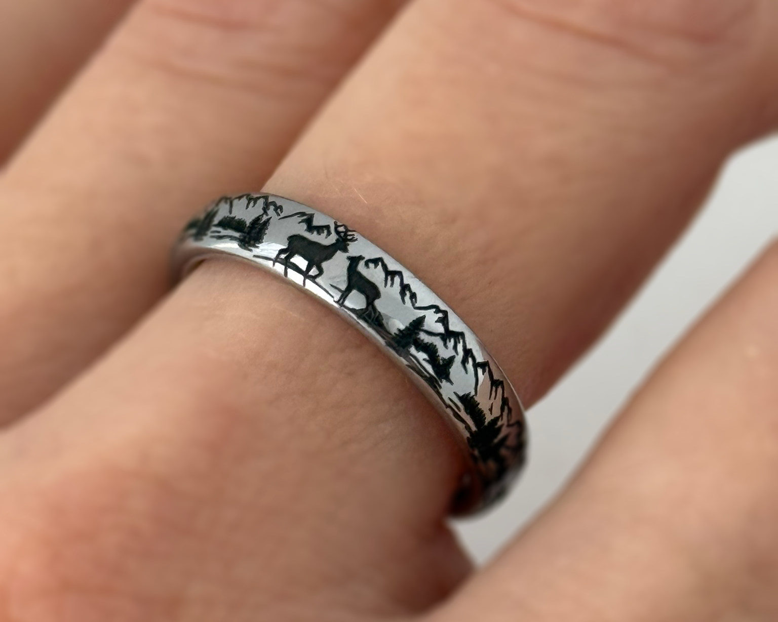 Whispering Wilderness | White Gold Tungsten Ring