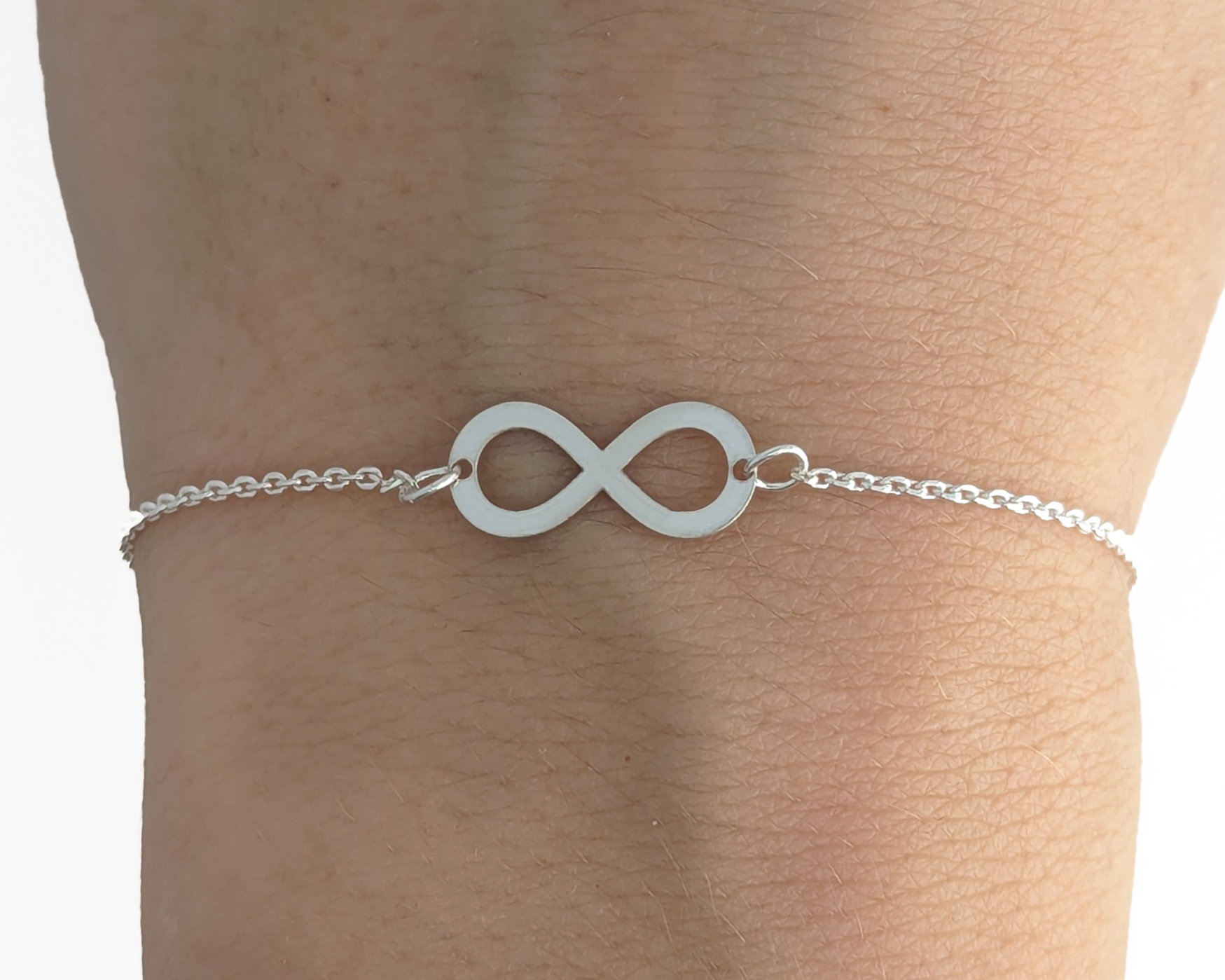 Silver bracelet with infinity symbol of eternal love 