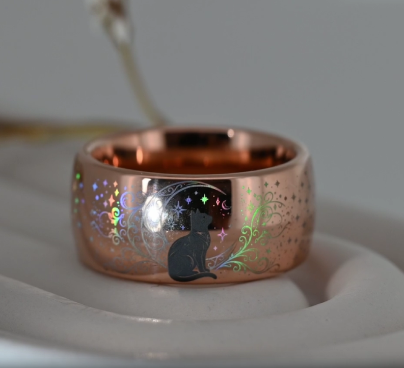 Roséguldfärgad HoloRing-ring med graverade rosor