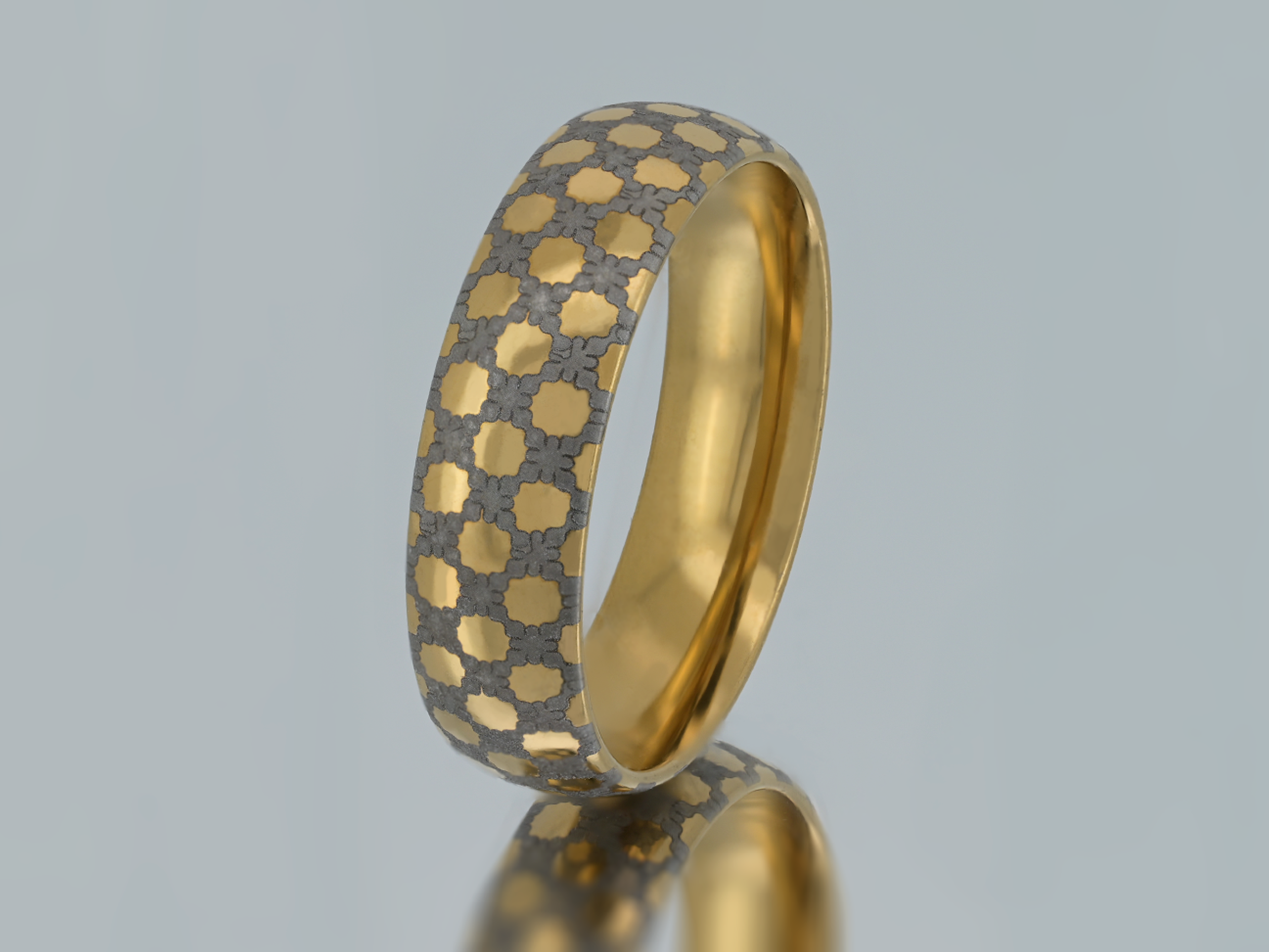 Golden Mosaic | Gold Tungsten Ring