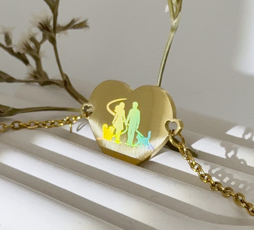 Bracelet cœur holographique personnalisé | Acier inoxydable