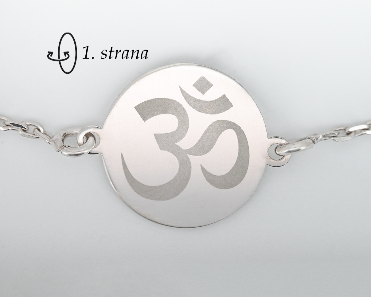 Personalized silver bracelet with engraved om symbol