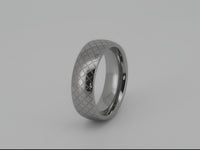 Video preview of the White Gold Quilted Elegance tungsten ring showing the surface detail as the item moves.