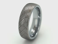 Tessuto Urban Herringbone | Anello in Tungsteno Oro Bianco
