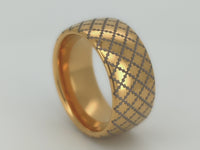 Golden Quilted Elegance | Gold Tungsten Ring