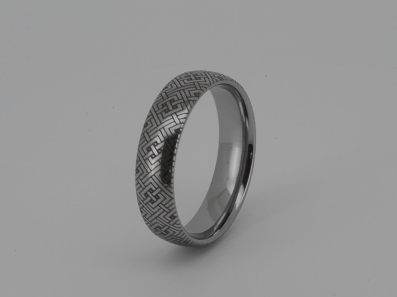 Men Geometric Pattern Ring, white gold plated tungsten band with timeless elegance. ideal for wedding or engagement. A symbol of unbroken commitment, perfect for an anniversary. Sleek design combines strength and sophistication in jewelry