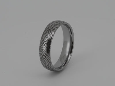 Men Geometric Pattern Ring, white gold plated tungsten band with timeless elegance. ideal for wedding or engagement. A symbol of unbroken commitment, perfect for an anniversary. Sleek design combines strength and sophistication in jewelry