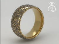 Majestad Mokume Dorado | Anillo de Tungsteno Dorado