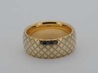 Golden Quilted Elegance | Bague en tungstène doré 