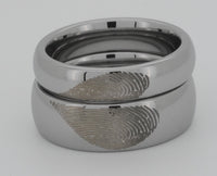 Video preview of the Couples Eternal Fingerprint Set personalized ring showing the surface detail as the item moves.