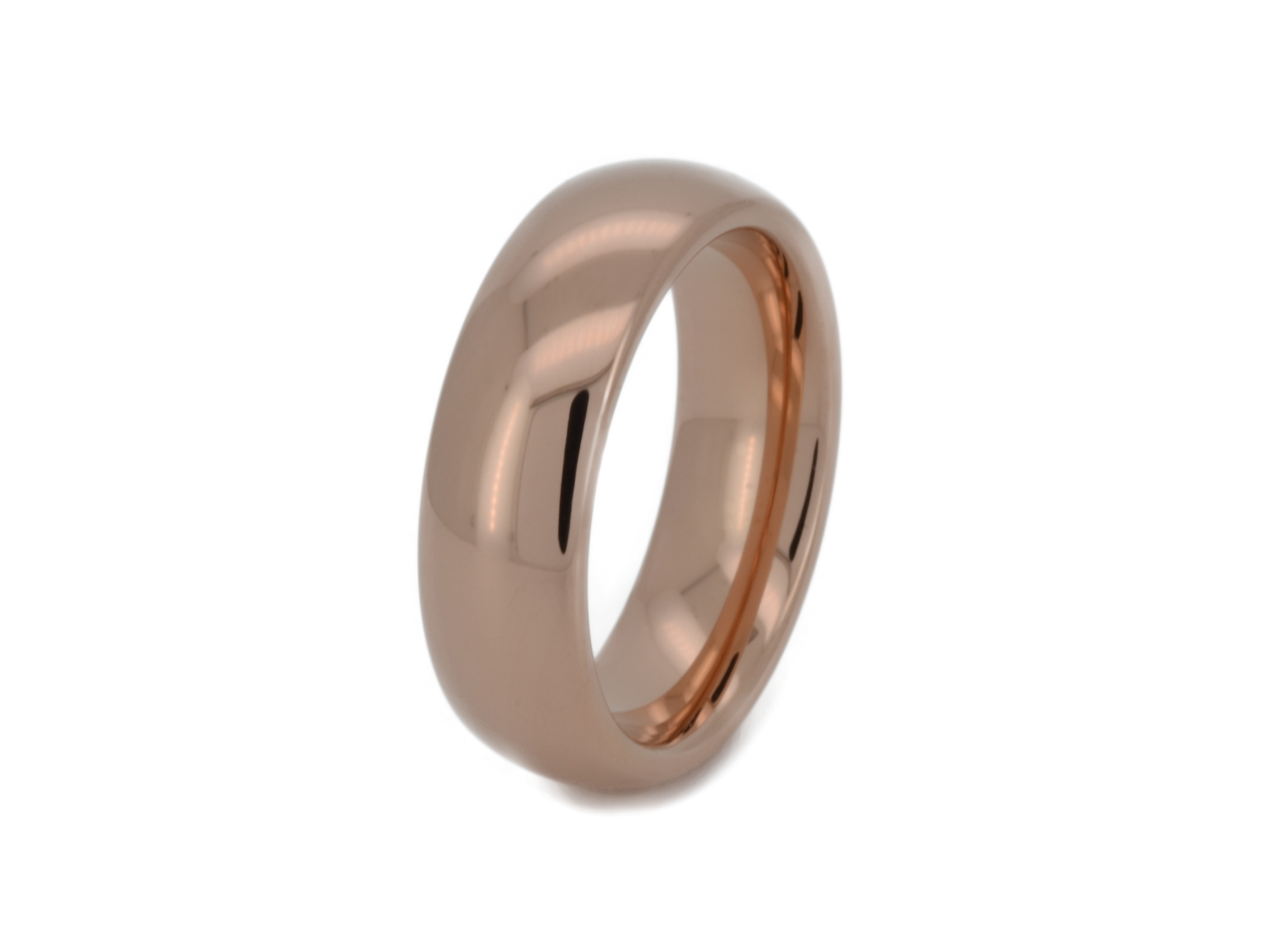 minimalist luxury rose gold plated tungsten ring, mirror polished, shiny anniversary wedding band